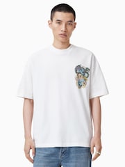 AllSaints White 100% Organic Cotton Writher Crew Neck T-Shirt - Image 1 of 8