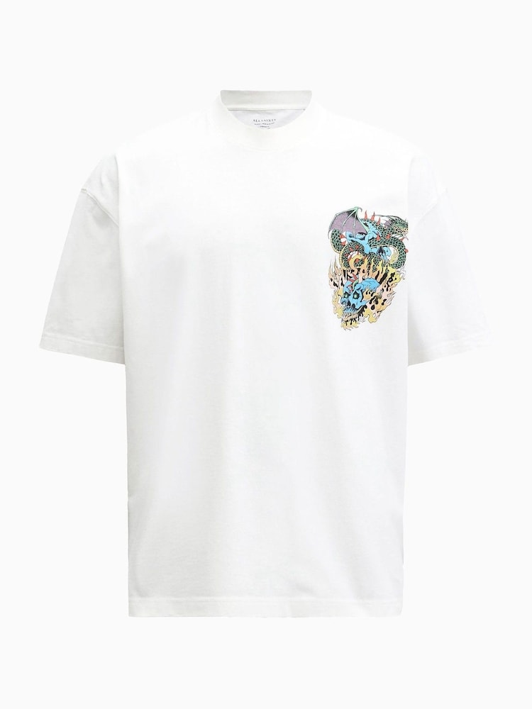 AllSaints White 100% Organic Cotton Writher Crew Neck T-Shirt - Image 8 of 8
