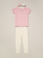 Lily & Jack Pink Printed 100% Cotton Top and Legging Set - Image 1 of 5