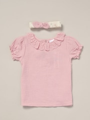 Lily & Jack Pink Printed 100% Cotton Top and Legging Set - Image 3 of 5