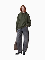 AllSaints Green 100% Organic Cotton Talon Haven Hoodie - Image 4 of 8