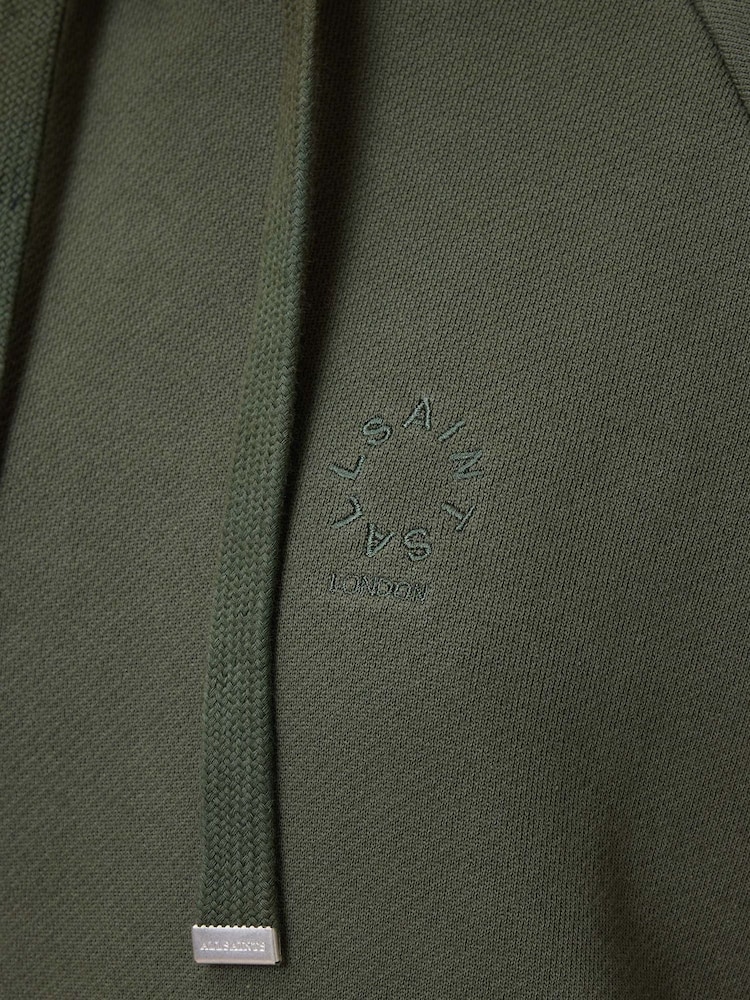 AllSaints Green 100% Organic Cotton Talon Haven Hoodie - Image 8 of 8