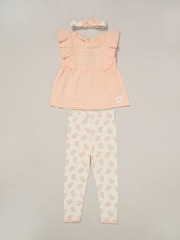 Lily & Jack Orange Printed 100% Cotton Top and Legging Set - Image 1 of 5