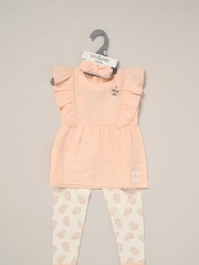 Lily & Jack Orange Printed 100% Cotton Top and Legging Set - Image 2 of 5