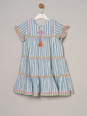 Miss Blue Printed Boho 100% Cotton Summer Dress - Image 1 of 4