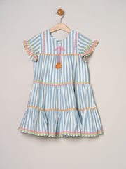 Miss Blue Printed Boho 100% Cotton Summer Dress - Image 2 of 4