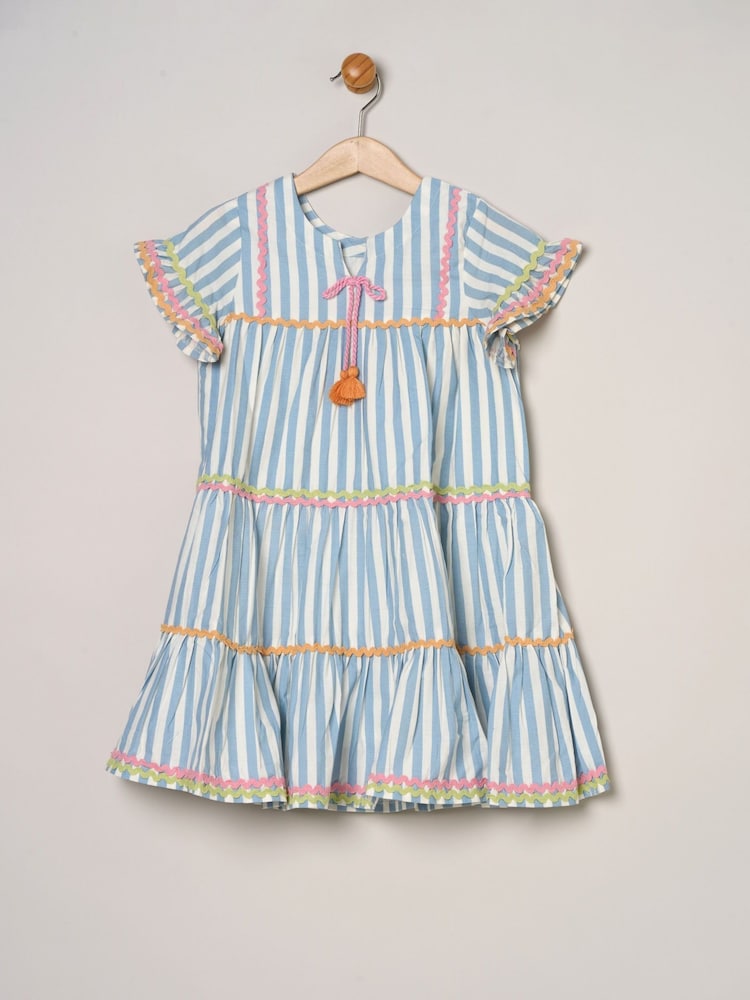 Miss Blue Printed Boho 100% Cotton Summer Dress - Image 2 of 4
