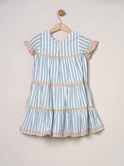 Miss Blue Printed Boho 100% Cotton Summer Dress - Image 3 of 4