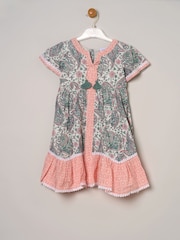 Miss Pink Printed Boho 100% Cotton Summer Dress - Image 1 of 4