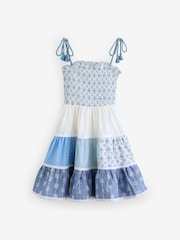 Miss Blue Printed Patch Work 100% Cotton Summer Dress - Image 1 of 1
