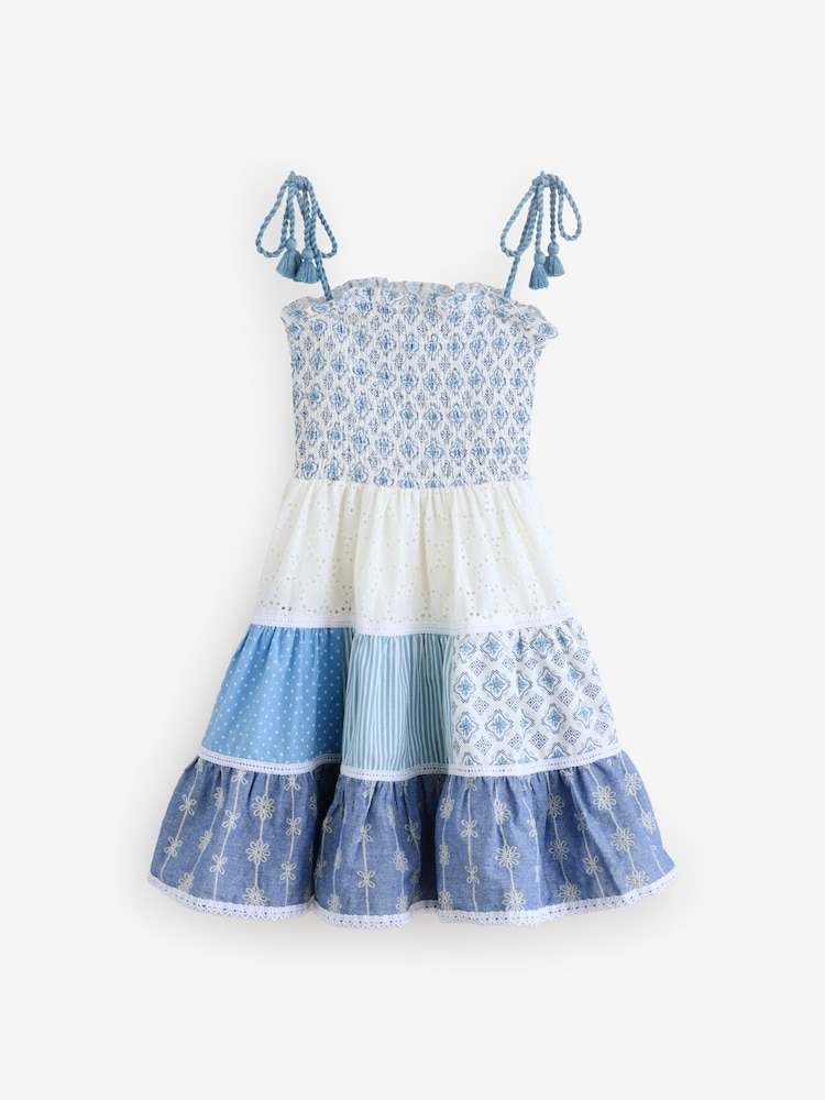 Miss Blue Printed Patch Work 100% Cotton Summer Dress - Image 1 of 1