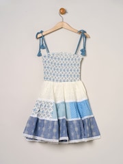Miss Blue Printed Patch Work 100% Cotton Summer Dress - Image 3 of 4