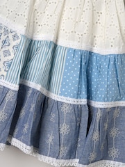 Miss Blue Printed Patch Work 100% Cotton Summer Dress - Image 4 of 4