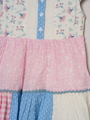 Miss Pink Printed Patch Work 100% Cotton Summer Dress - Image 4 of 4