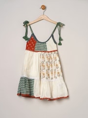 Miss Natural Printed Patch Work 100% Cotton Summer Dress - Image 2 of 4