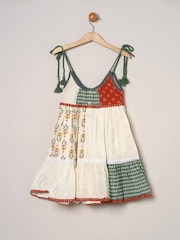 Miss Natural Printed Patch Work 100% Cotton Summer Dress - Image 3 of 4