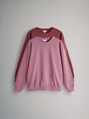 The Set Dusty Pink/Brown Red Dropped Shoulder Relaxed Sweatshirt 2 Pack - Image 1 of 4