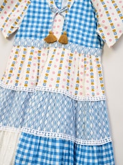 Miss Blue Printed Patch Work 100% Cotton Summer Dress - Image 3 of 3