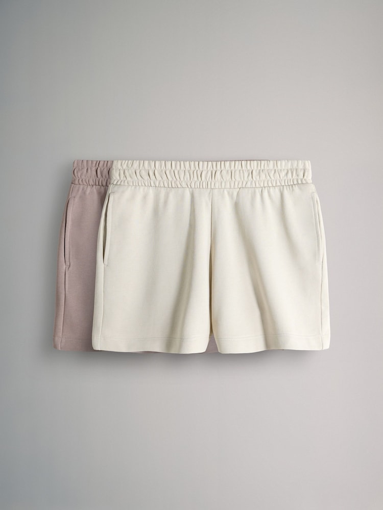 The Set Taupe/Cream 2 Pack Loopback Sweat Shorts - Image 1 of 5 The Set Taupe/Cream 2 Pack Loopback Sweat Shorts - Image 1 of 5