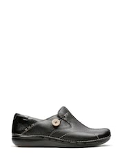 Clarks Black Leather Un Loop Shoes - Image 1 of 7