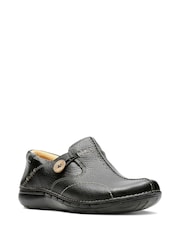 Clarks Black Leather Un Loop Shoes - Image 3 of 7