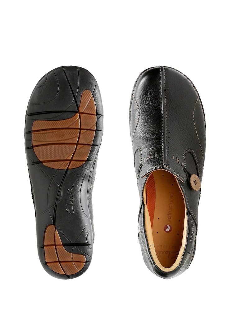 Clarks Black Leather Un Loop Shoes - Image 7 of 7