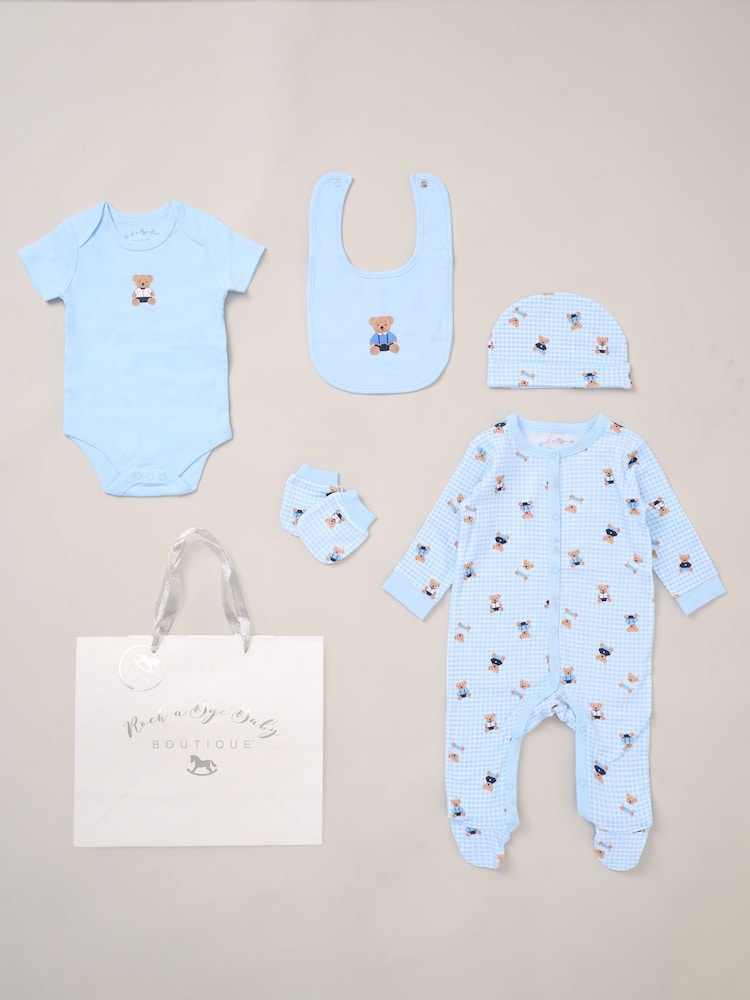 Rock-A-Bye Baby Boutique Blue 100% Cotton 5-Piece Baby Gift Set - Image 1 of 6