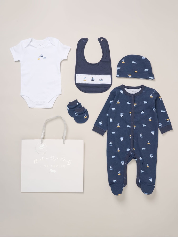 Rock-A-Bye Baby Boutique Blue 100% Cotton 5-Piece Baby Gift Set - Image 1 of 6 Rock-A-Bye Baby Boutique Blue 100% Cotton 5-Piece Baby Gift Set - Image 1 of 6