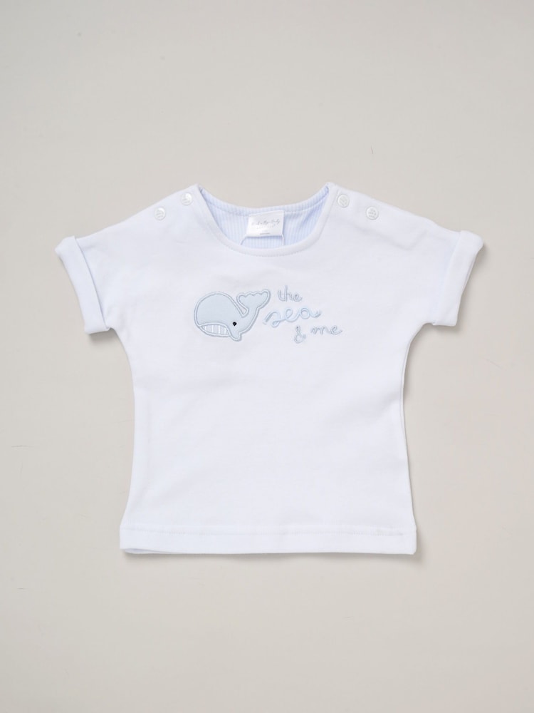 Rock-A-Bye Baby Boutique Blue 100% Cotton Printed T-Shirt and Adjustable Trousers Outfit Set - Image 2 of 4 Rock-A-Bye Baby Boutique Blue 100% Cotton Printed T-Shirt and Adjustable Trousers Outfit Set - Image 2 of 4