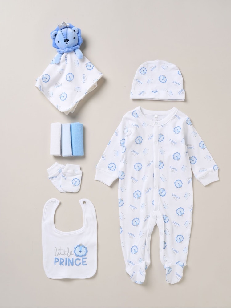 Rock-A-Bye Baby Boutique 100% Cotton Blue 8-Piece All in One Baby Gift Set - Image 1 of 5
