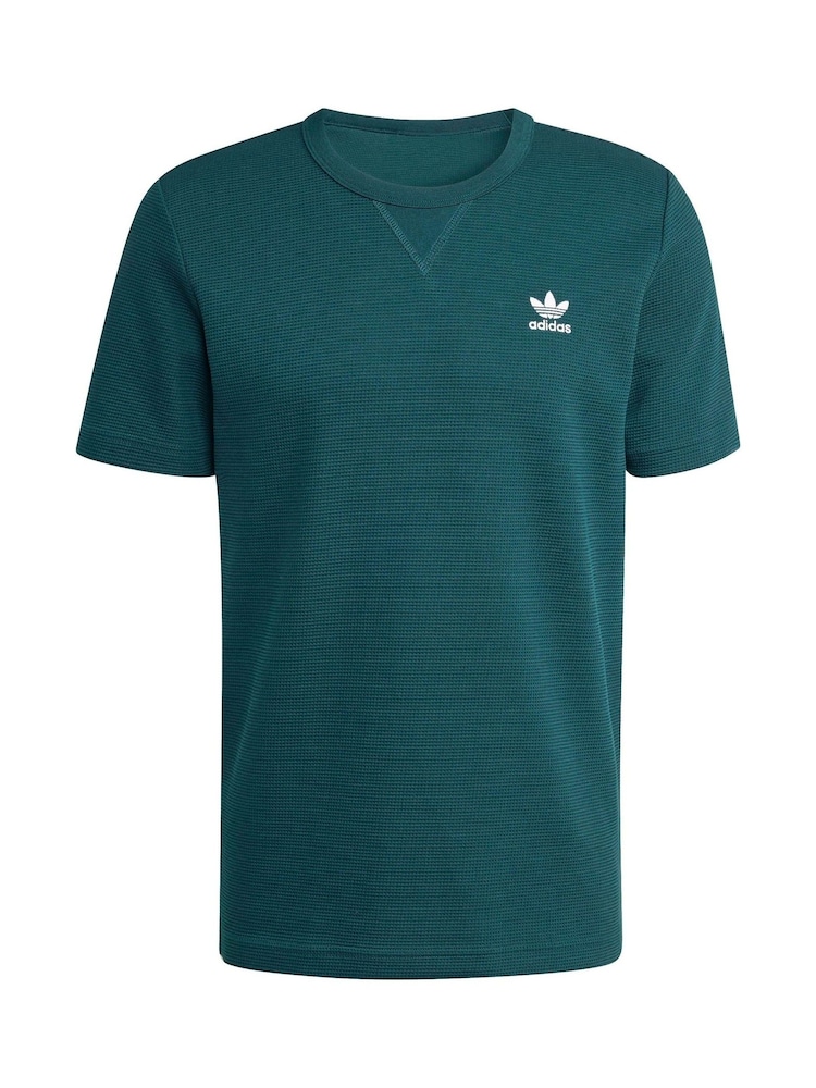 adidas Originals Green Trefoil Essentials Waffle T-Shirt - Image 6 of 6