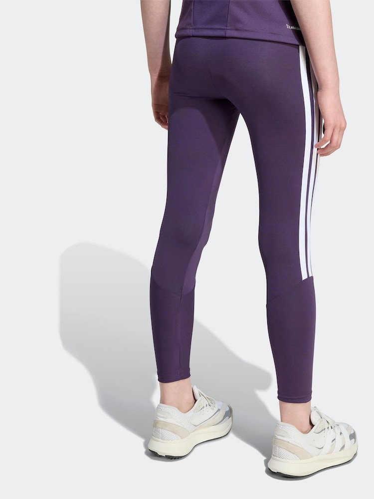 adidas Purple Train Essentials 3-Stripes Kids Leggings - Image 2 of 5 adidas Purple Train Essentials 3-Stripes Kids Leggings - Image 2 of 5