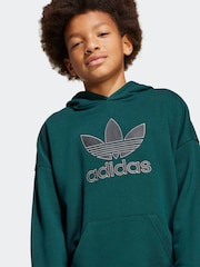 adidas Originals Dark Green Oversized Big Logo Kids Hoodie - Image 5 of 6