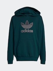adidas Originals Dark Green Oversized Big Logo Kids Hoodie - Image 6 of 6