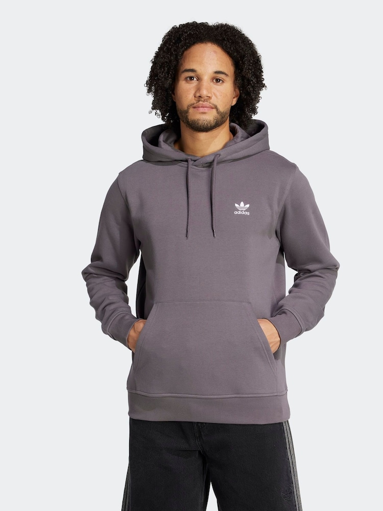 adidas Originals Grey Light Trefoil Essentials Hoodie - Image 1 of 6 adidas Originals Grey Light Trefoil Essentials Hoodie - Image 1 of 6
