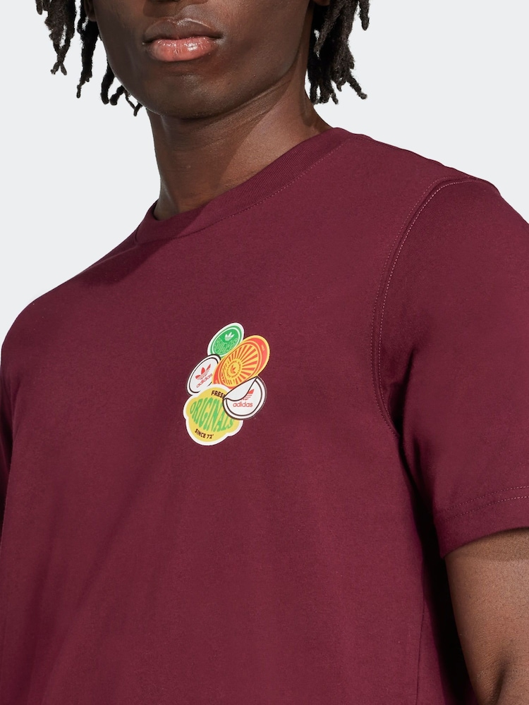 adidas Originals Red Graphic Short Sleeve 100% Cotton T-Shirt - Image 5 of 5 adidas Originals Red Graphic Short Sleeve 100% Cotton T-Shirt - Image 5 of 5