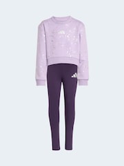 adidas Purple Glam Little Kids Sweatshirt and Leggings Set - Image 2 of 4
