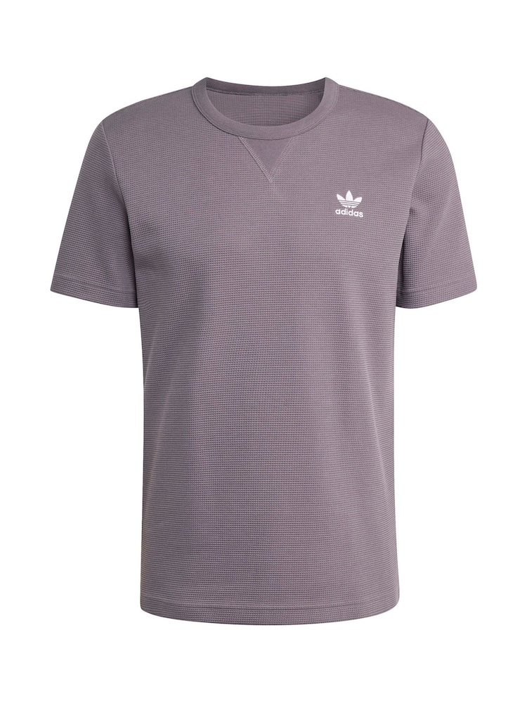 adidas Originals Grey Trefoil Essentials Waffle T-Shirt - Image 10 of 10 adidas Originals Grey Trefoil Essentials Waffle T-Shirt - Image 10 of 10