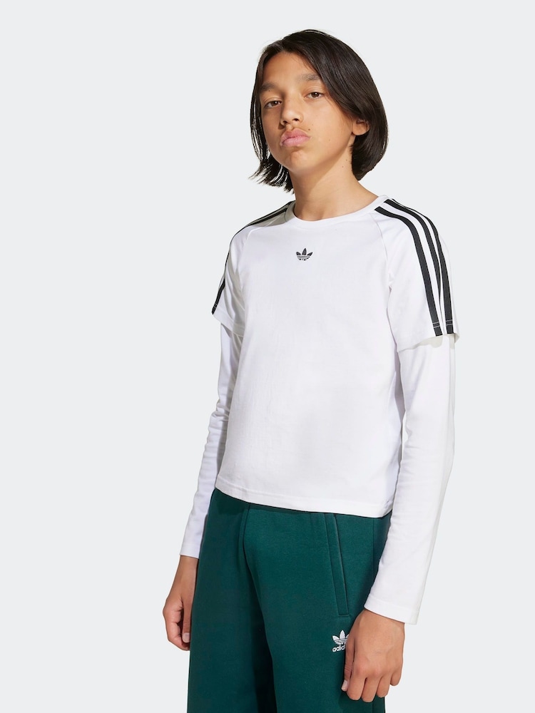 adidas Originals White Layered Long Sleeve Kids Top - Image 1 of 6 adidas Originals White Layered Long Sleeve Kids Top - Image 1 of 6