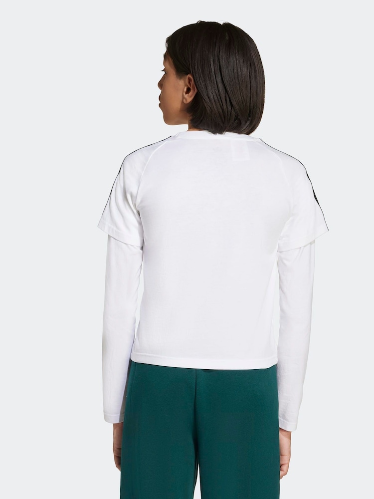 adidas Originals White Layered Long Sleeve Kids Top - Image 2 of 6 adidas Originals White Layered Long Sleeve Kids Top - Image 2 of 6