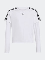 adidas Originals White Layered Long Sleeve Kids Top - Image 6 of 6