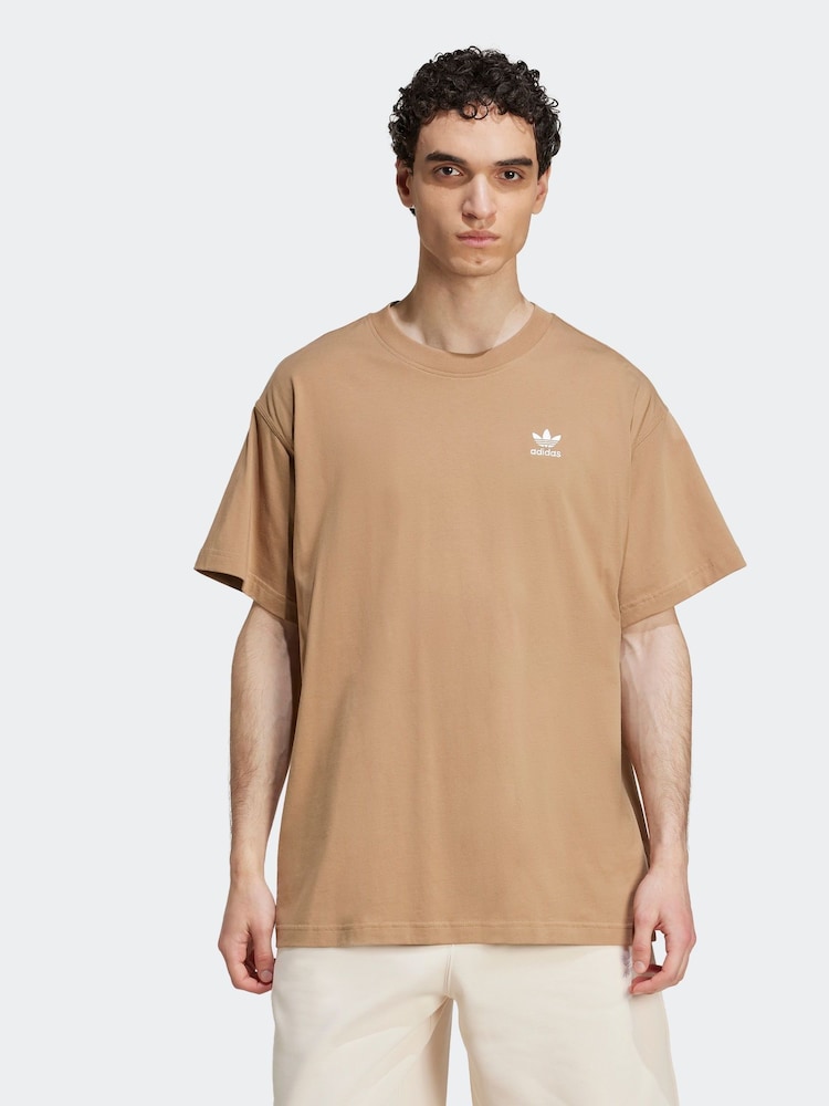 adidas Originals Brown Oversized Trefoil Essentials T-Shirt - Image 1 of 5 adidas Originals Brown Oversized Trefoil Essentials T-Shirt - Image 1 of 5