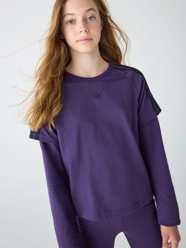 adidas Originals Purple Layered Long Sleeve Kids Top - Image 1 of 6