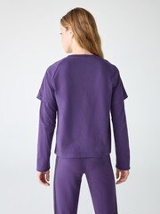 adidas Originals Purple Layered Long Sleeve Kids Top - Image 3 of 6