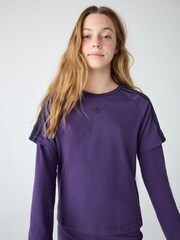 adidas Originals Purple Layered Long Sleeve Kids Top - Image 4 of 6