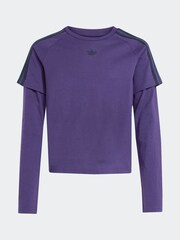 adidas Originals Purple Layered Long Sleeve Kids Top - Image 6 of 6