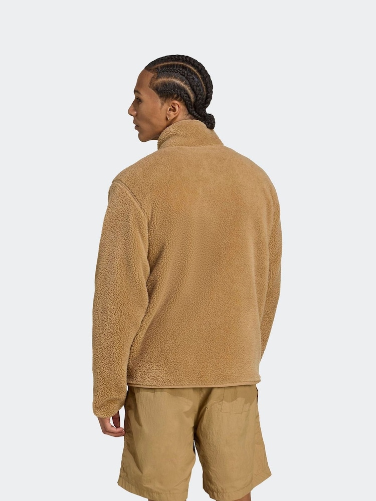 adidas Originals Brown Trefoil Essentials Teddy Fleece - Image 2 of 6