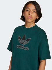 adidas Originals Dark Green Oversize Trefoil T-Shirt - Image 4 of 6