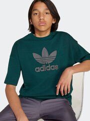 adidas Originals Dark Green Oversize Trefoil T-Shirt - Image 5 of 6