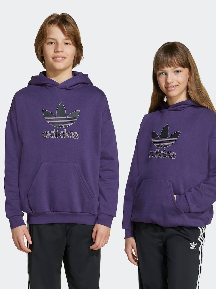 adidas Originals Purple Trefoil Hoodie Kids - Image 1 of 6